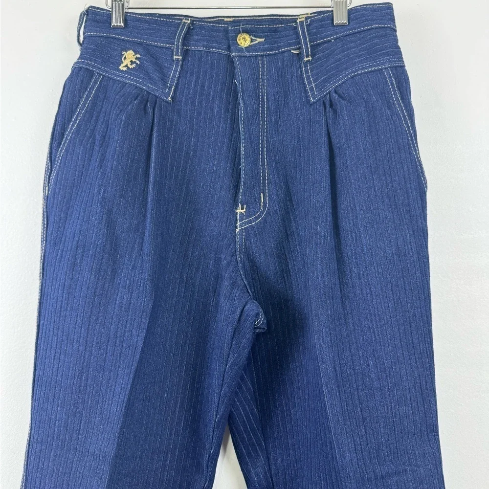 Vintage Braxton Stretch Velvet Stripe Gathered Jeans 16 Super High Rise